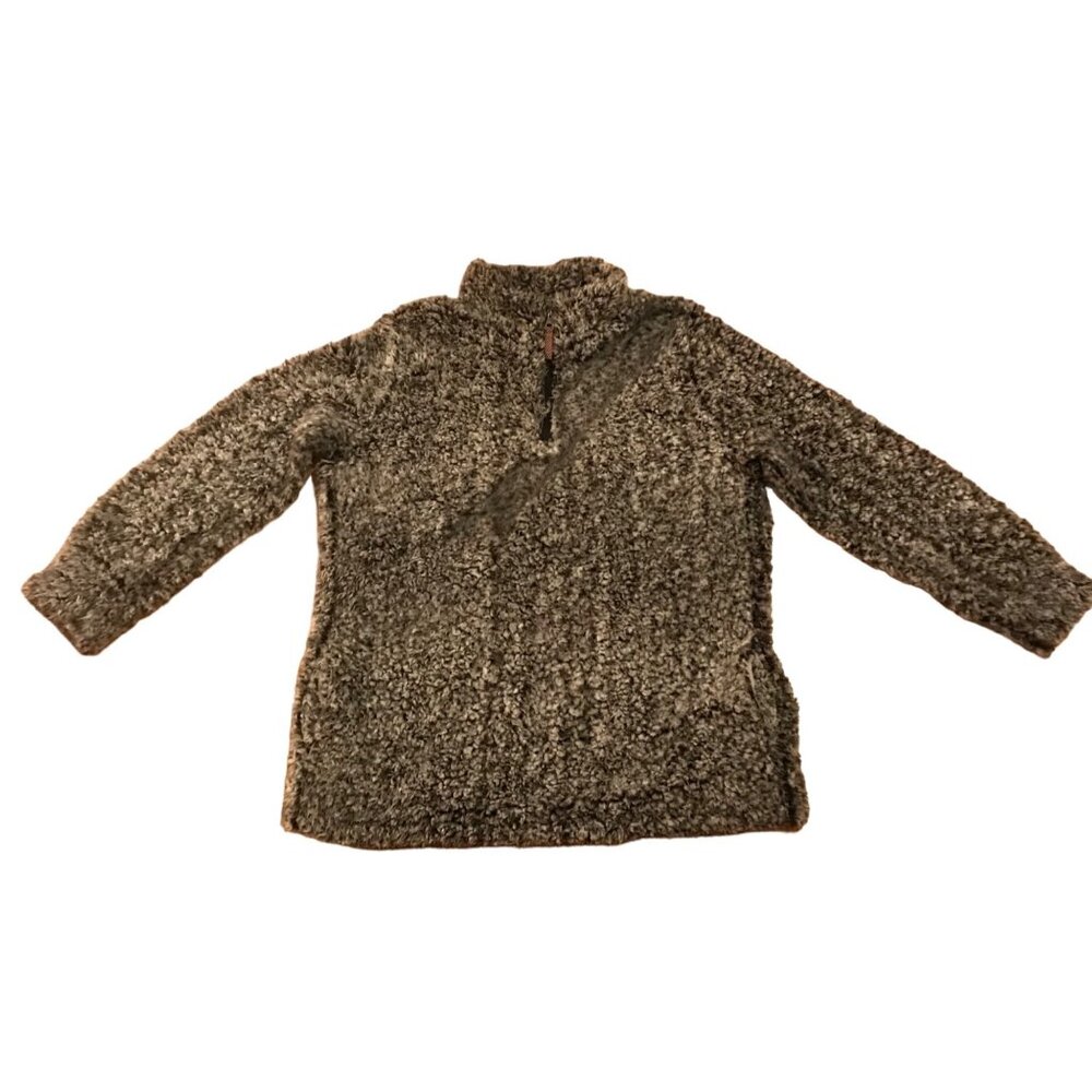 Weatherproof  XL/TG Gray Faux Fur Pullover Sweater Jacket  READ